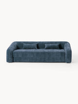 Fara Yataklı Üçlü Koltuk Koyu Mavi Dokuma Kadife