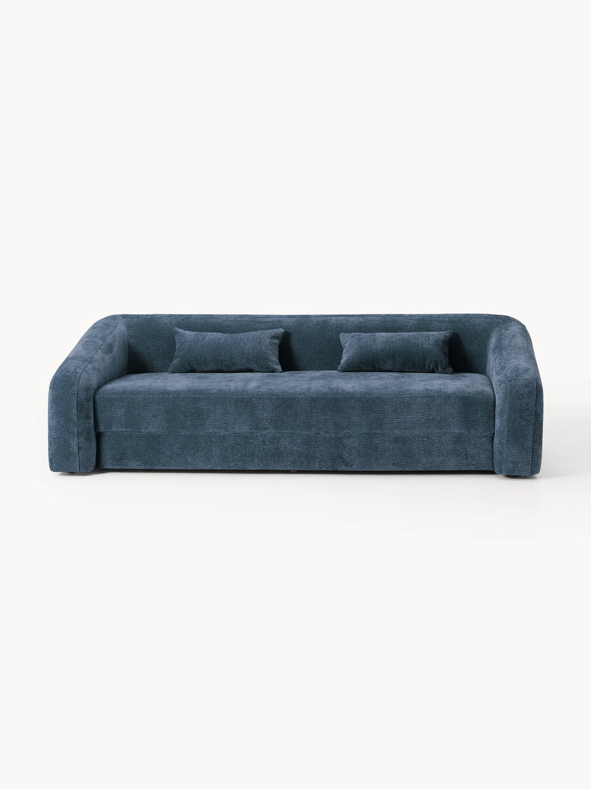 Fara Yataklı Üçlü Koltuk Koyu Mavi Dokuma Kadife