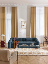 Fara Yataklı Üçlü Koltuk Koyu Mavi Dokuma Kadife