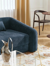 Fara Yataklı Üçlü Koltuk Koyu Mavi Dokuma Kadife