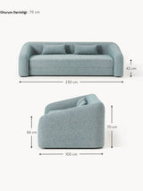 Fara Yataklı Üçlü Koltuk Mavi Benekli Bukle