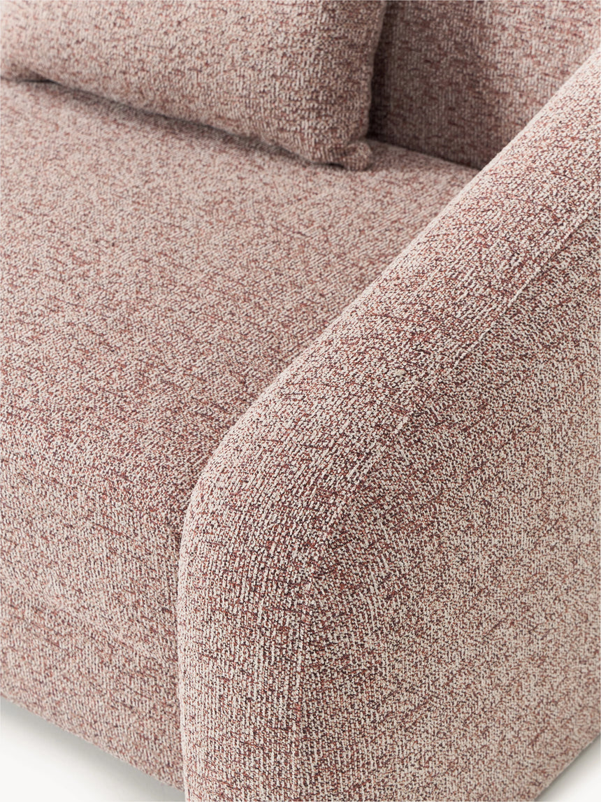 Fara Yataklı Üçlü Koltuk Pas Kırmızısı Benekli Bukle