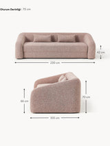 Fara Yataklı Üçlü Koltuk Pas Kırmızısı Benekli Bukle