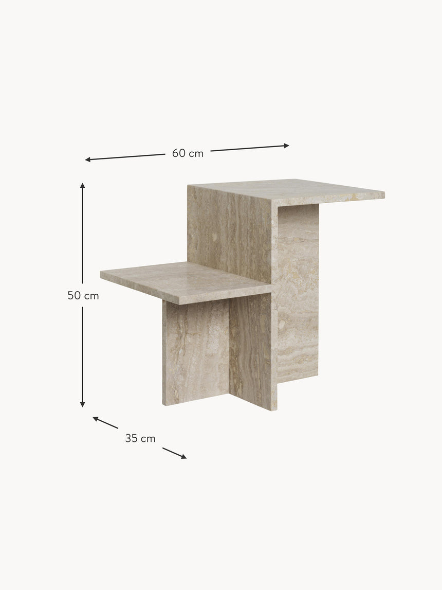 Farm Traverten Mermer Yan Sehpa Bej