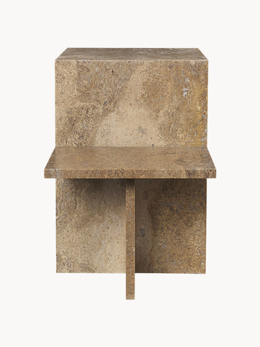 Farm Traverten Mermer Yan Sehpa Grej