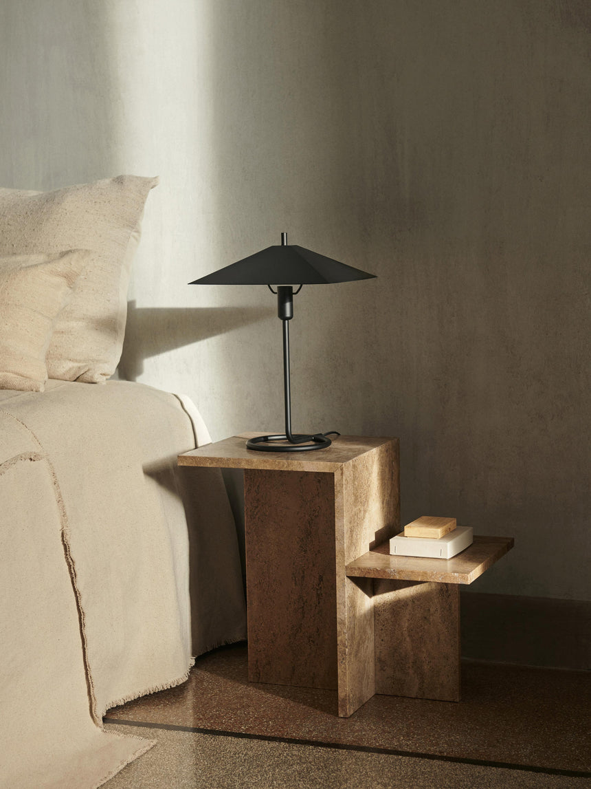 Farm Traverten Mermer Yan Sehpa Grej