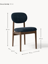 Flavius Ahşap Sandalye Gri Mavi Koyu Meşe