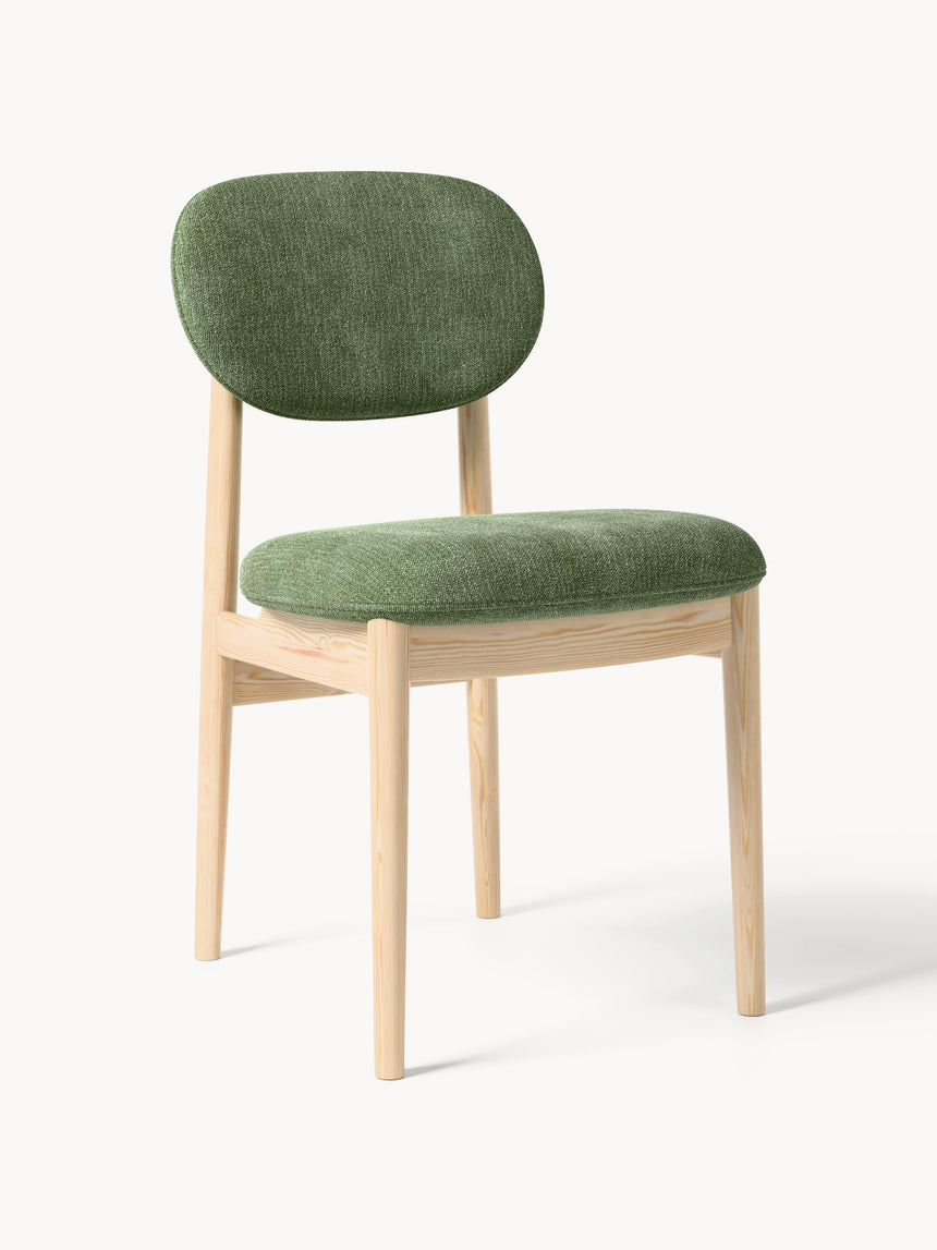 Flavius Ahşap Sandalye Mercan Yeşili Açık Meşe