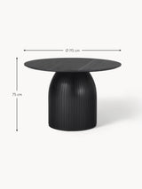 Fold Yuvarlak Siyah Mermer Tablalı Ahşap Yemek Masası Siyah