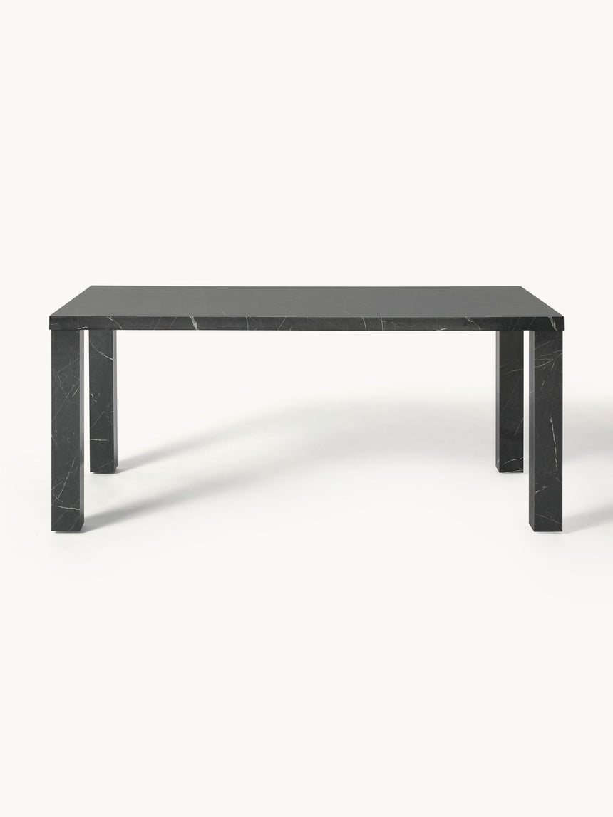 Gior Mermer Görünümlü Ahşap Yemek Masası Siyah