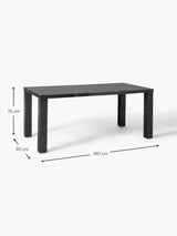 Gior Mermer Görünümlü Ahşap Yemek Masası Siyah