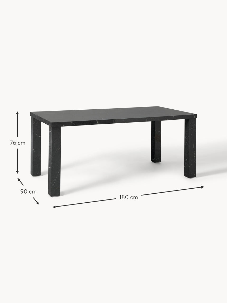 Gior Mermer Görünümlü Ahşap Yemek Masası Siyah