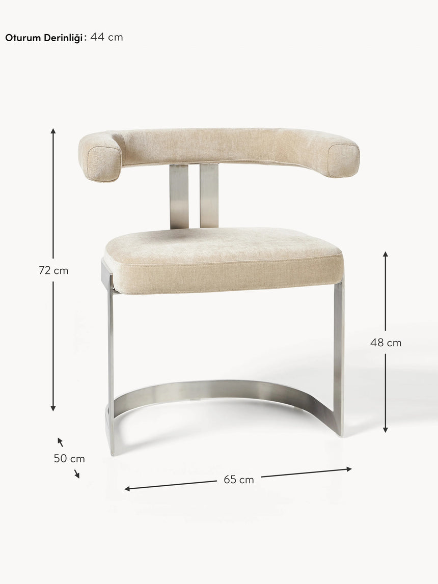 Giro Metal Sandalye Bej Gümüş