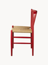 Hand Hasır İşlemeli Ahşap Sandalye Kırmızı