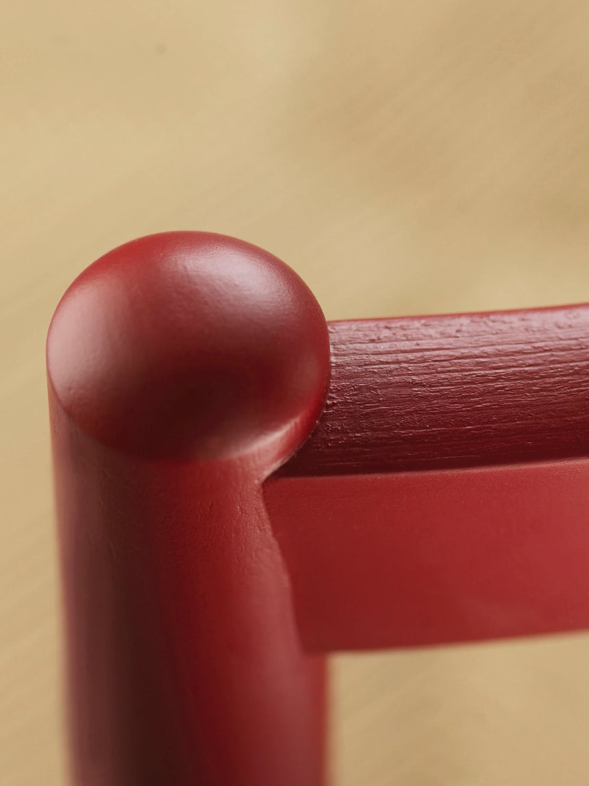 Hand Hasır İşlemeli Ahşap Sandalye Kırmızı