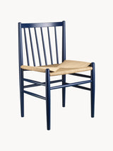 Hand Hasır İşlemeli Ahşap Sandalye Koyu Mavi