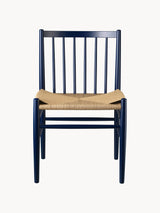 Hand Hasır İşlemeli Ahşap Sandalye Koyu Mavi