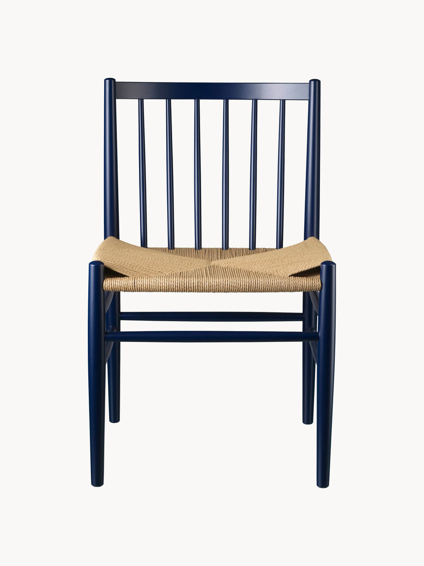 Hand Hasır İşlemeli Ahşap Sandalye Koyu Mavi