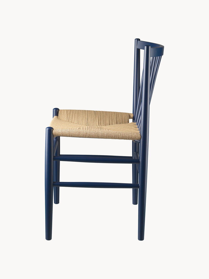 Hand Hasır İşlemeli Ahşap Sandalye Koyu Mavi