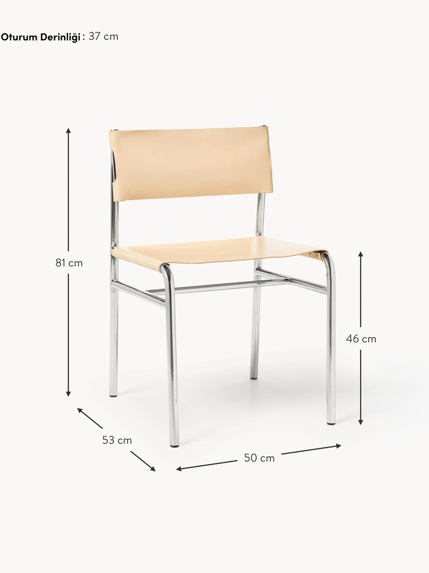 Jira Deri Sandalye Açık Bej