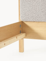 Kate Çift Kişilik Gri Kahve Bukle Ahşap Karyola Meşe