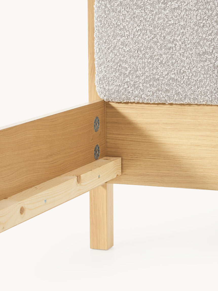 Kate Çift Kişilik Gri Kahve Bukle Ahşap Karyola Meşe