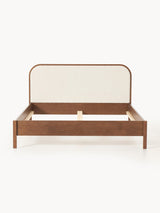 Kate Çift Kişilik Kırık Beyaz Bukle Ahşap Karyola Ceviz