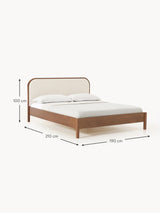 Kate Çift Kişilik Kırık Beyaz Bukle Ahşap Karyola Ceviz