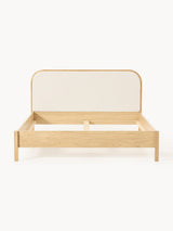 Kate Çift Kişilik Kırık Beyaz Bukle Ahşap Karyola Meşe