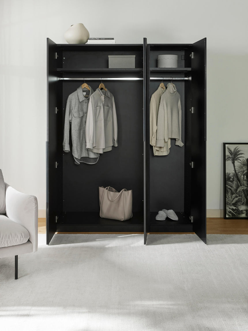 Lan Üç Kapılı Modül Gardırop Siyah