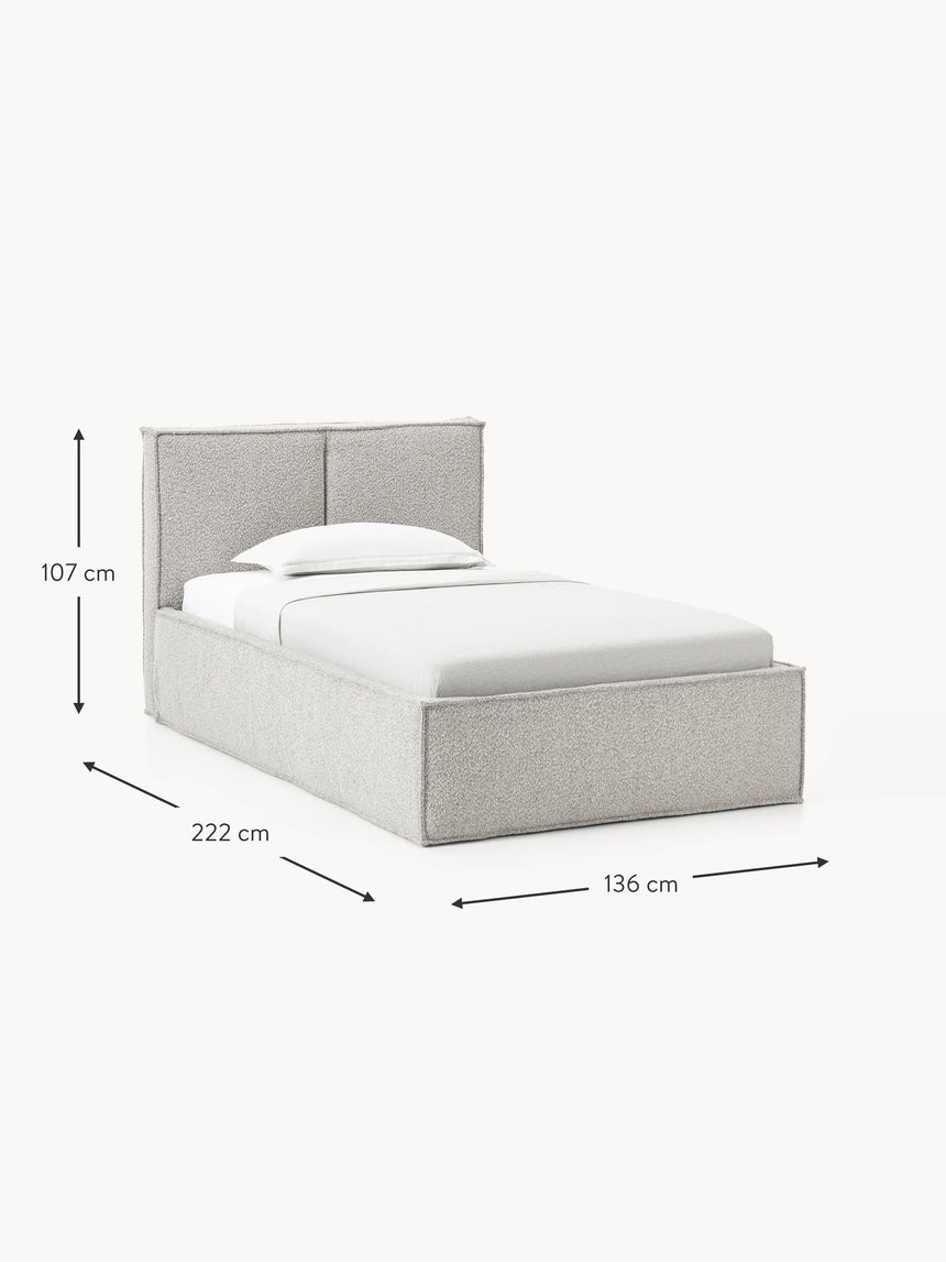 Lays Tek Kişilik Karyola Açık Gri Bukle