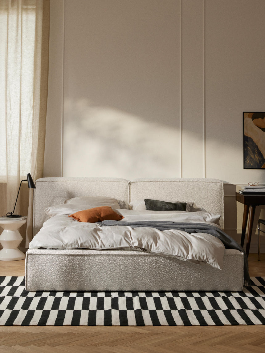 Lego Çift Kişilik Karyola Kırık Beyaz Bukle