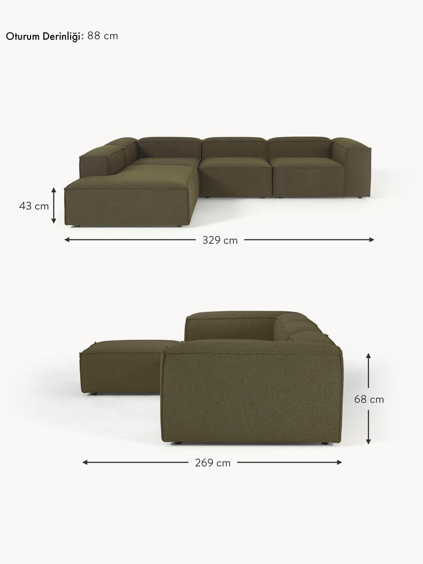Lego Large Köşe Koltuk Zeytin Yeşili Bukle