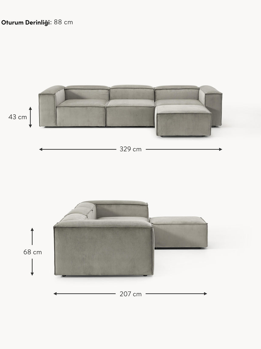 Lego Plus Köşe Koltuk Gri Fitilli