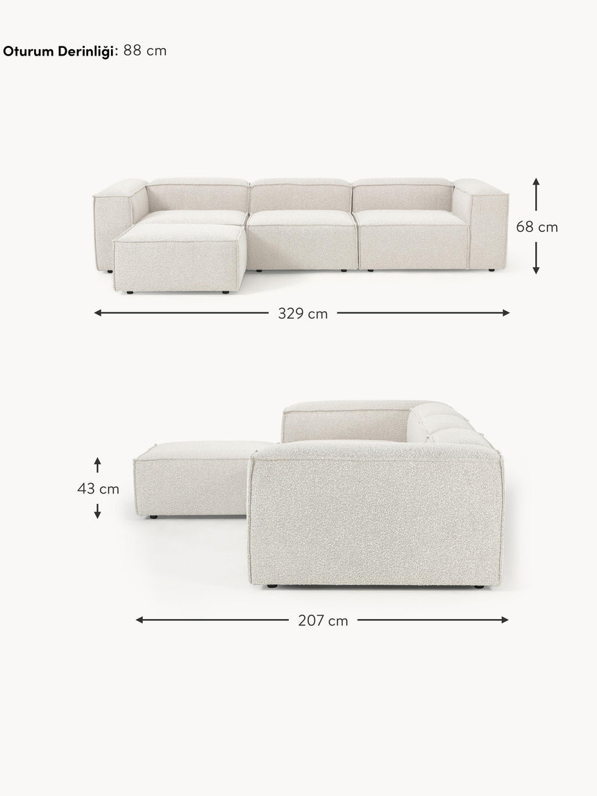 Lego Plus Köşe Koltuk Kırık Beyaz Bukle