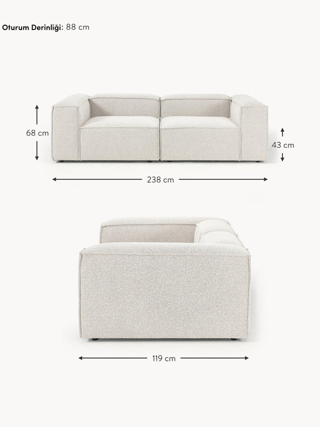 Lego Üçlü Koltuk Kırık Beyaz Bukle