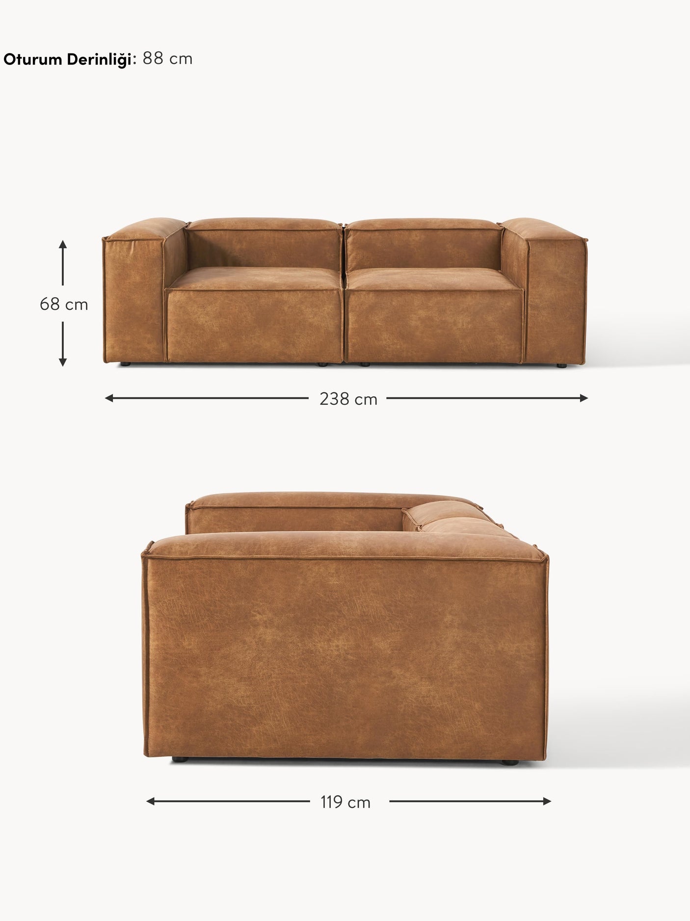 Lego Üçlü Koltuk Taba Kahve