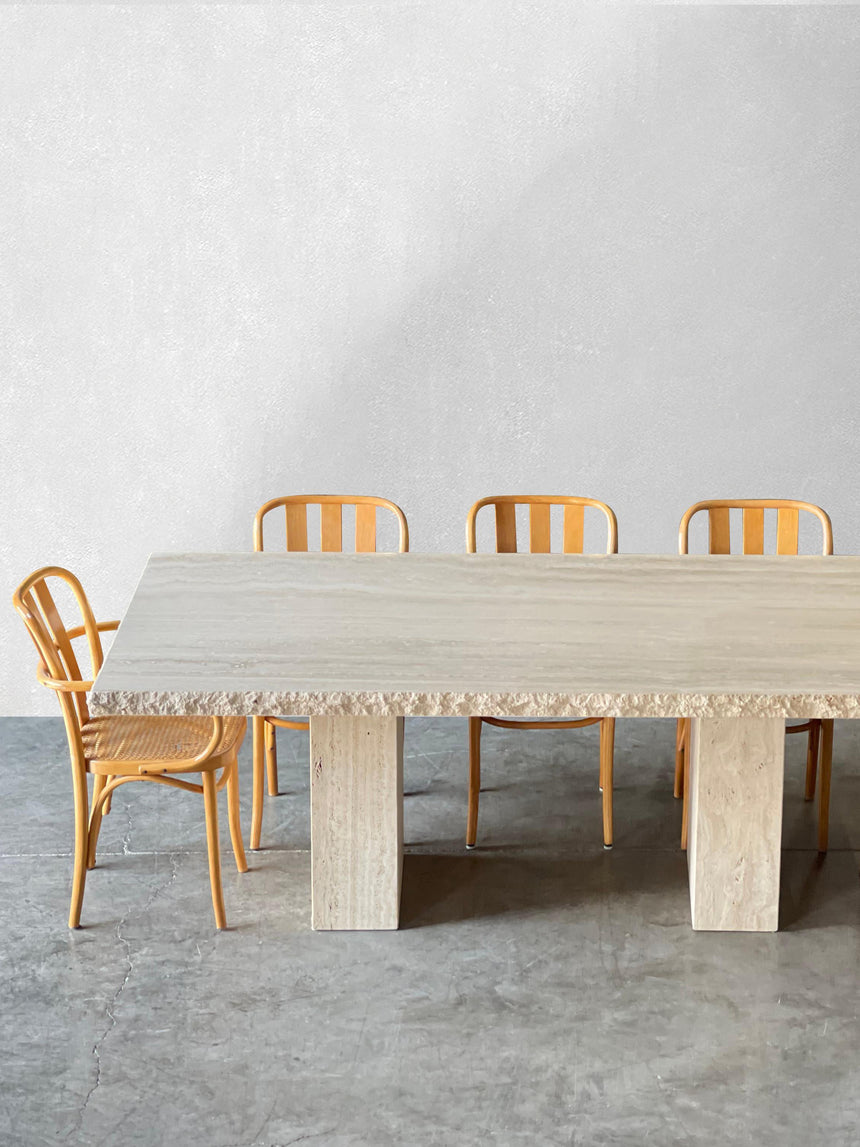 Life Doğal Kesim Dikdörtgen Traverten Mermer Yemek Masası