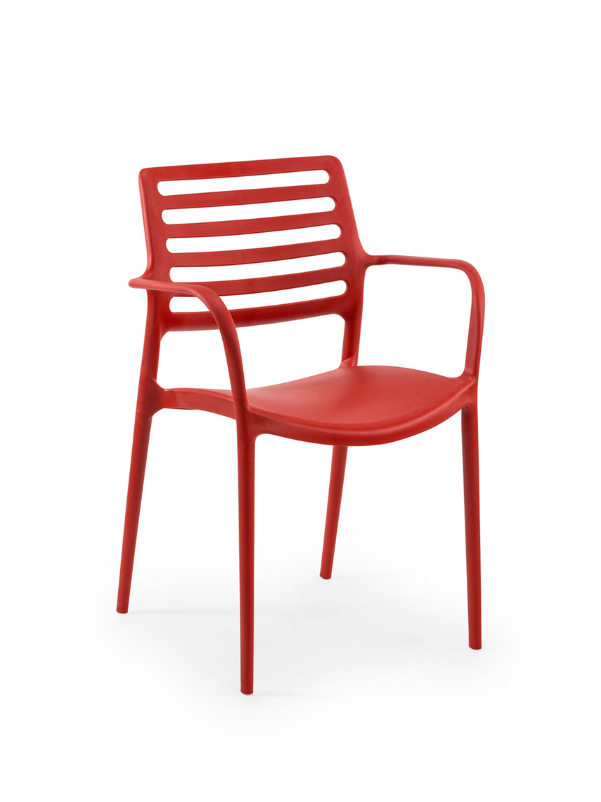Louise Kollu Polipropilen Sandalye Kırmızı