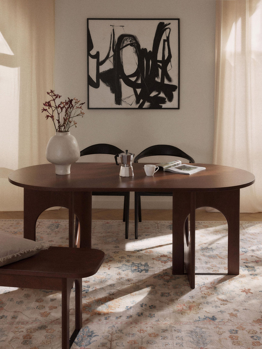 Love Oval Ahşap Yemek Masası Ceviz