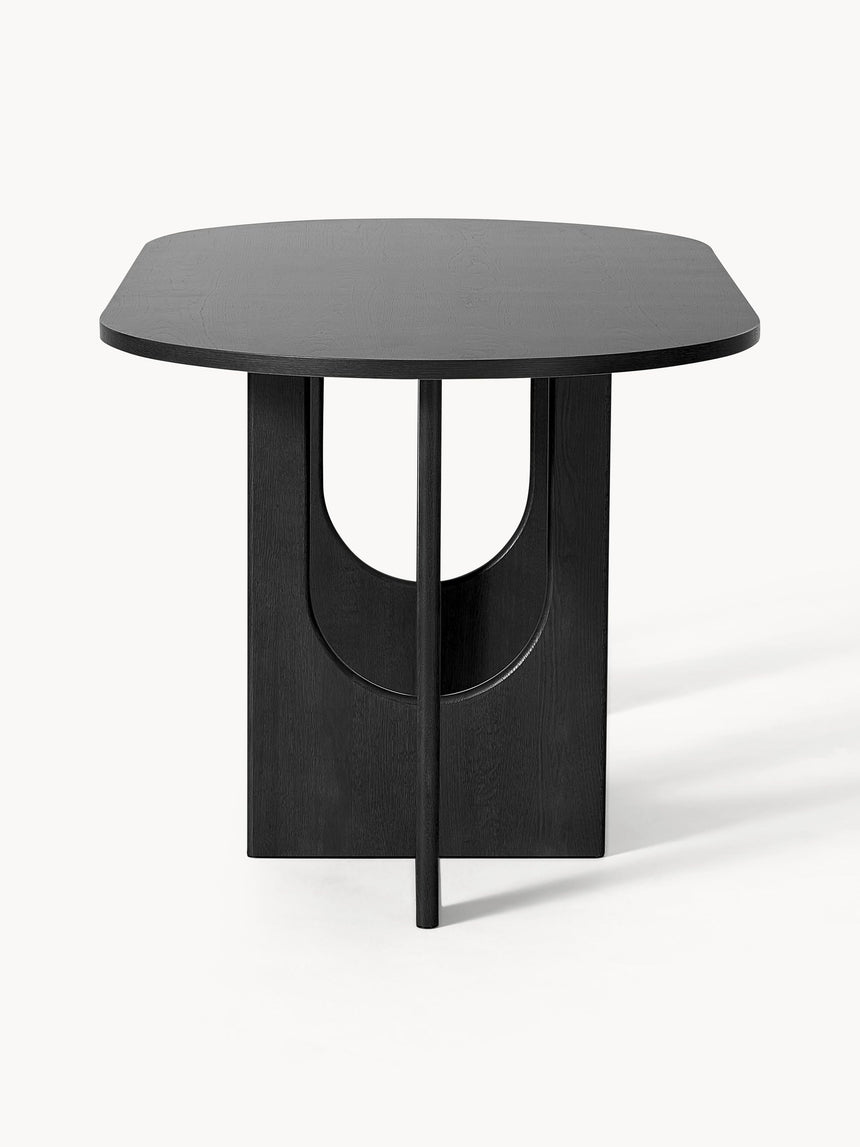 Love Oval Ahşap Yemek Masası Siyah