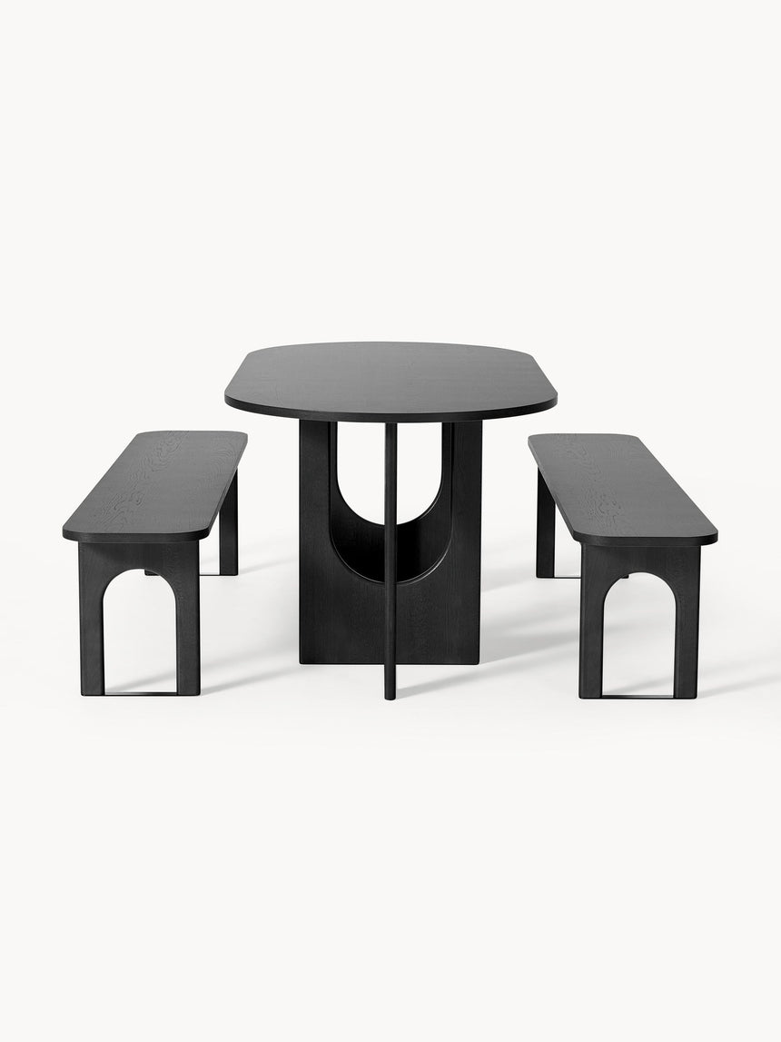 Love Oval Ahşap Yemek Masası Siyah