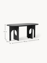 Love Oval Ahşap Yemek Masası Siyah