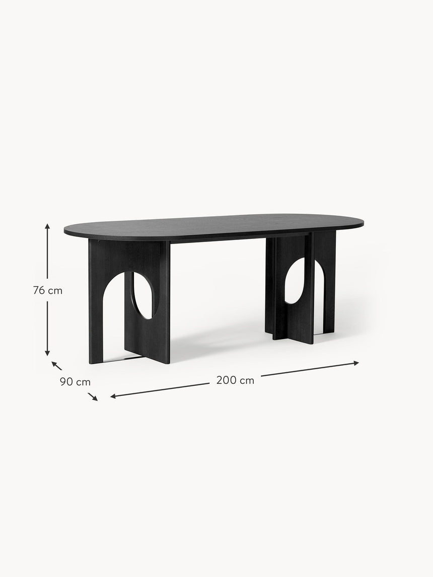 Love Oval Ahşap Yemek Masası Siyah