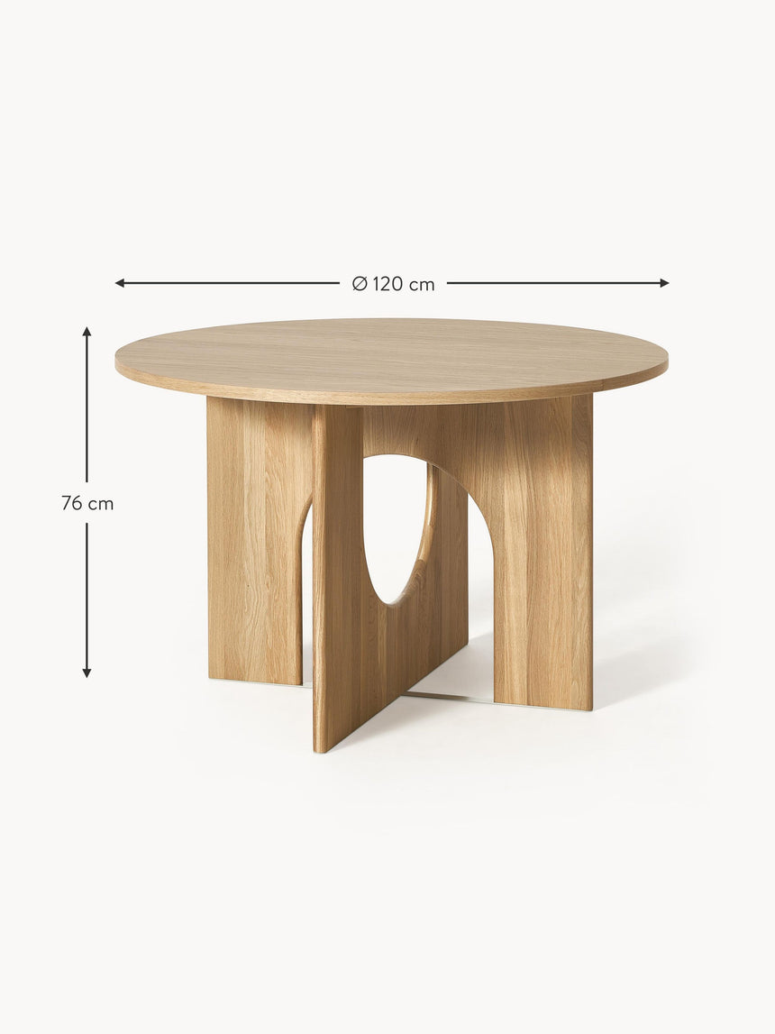 Love Yuvarlak Ahşap Yemek Masası Meşe