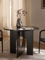 Love Yuvarlak Ahşap Yemek Masası Siyah