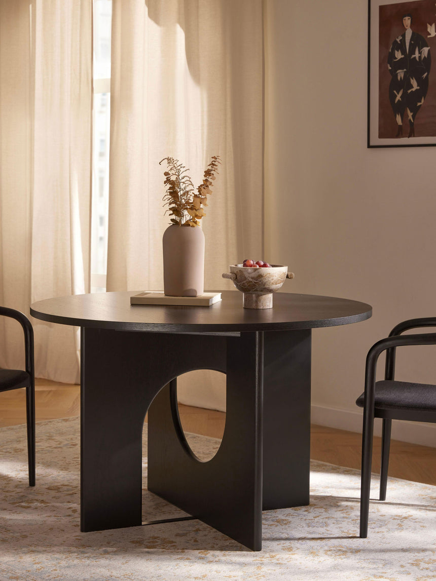 Love Yuvarlak Ahşap Yemek Masası Siyah