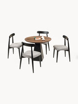 Lucca Yuvarlak Yemek Masası Ceviz Siyah + Oslo Sandalye Gri Siyah