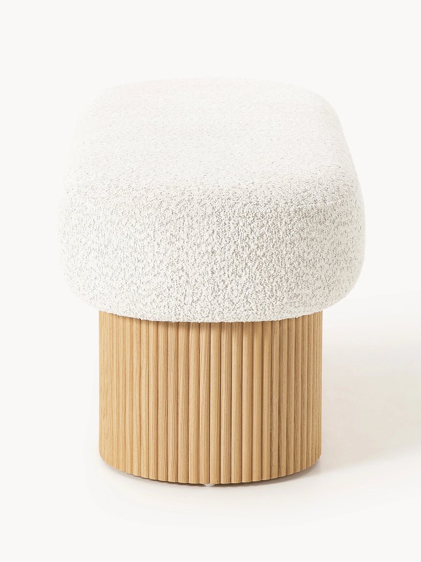 Mantar Elips Sandık Puf Kırık Beyaz Teddy Açık Dışbudak