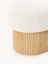 Mantar Elips Sandık Puf Kırık Beyaz Teddy Açık Dışbudak